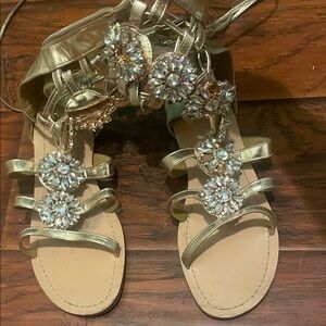 Elegant Gold Women's Sandals ( gladiator style )